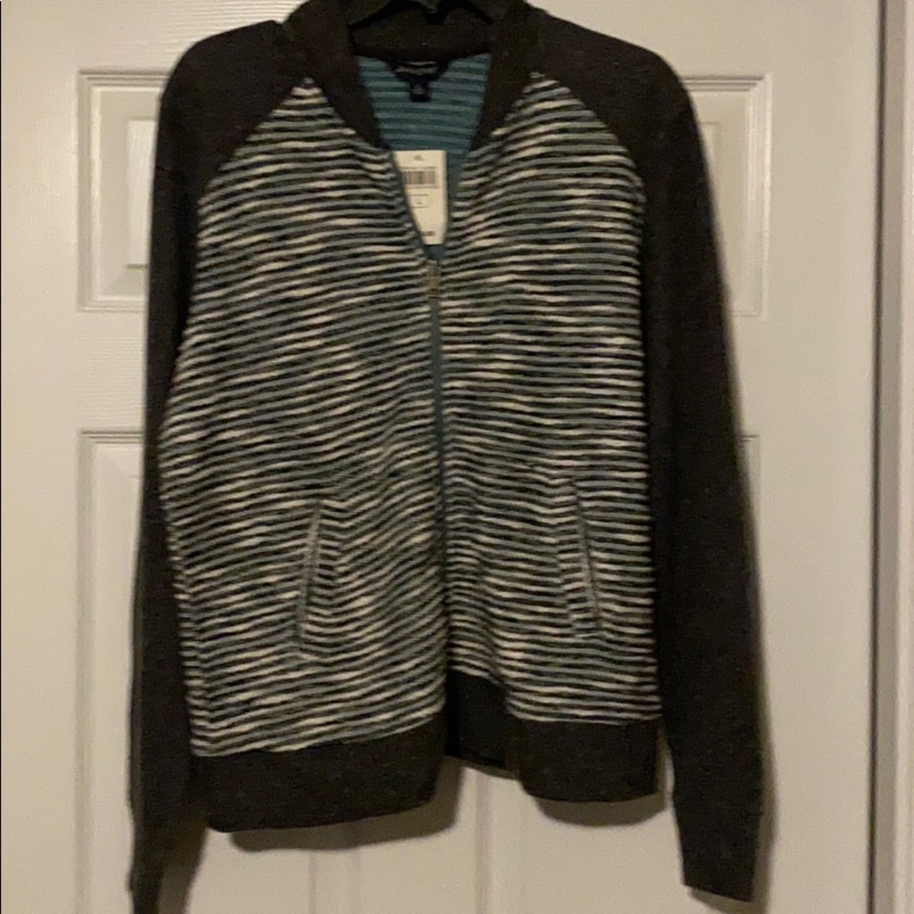 New Lucky Brand Boyfriend zippered sweater SZ L
